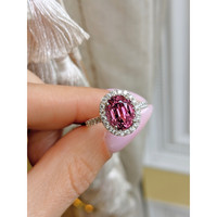 3.49 Ct. Spinel Natural Diamond Pave Ring, 18K White Gold Life Style