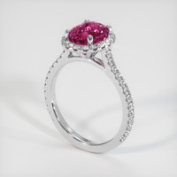 2.41 Ct. Pink Sapphire and Natural Diamond Pave Ring, 14K White Gold Image