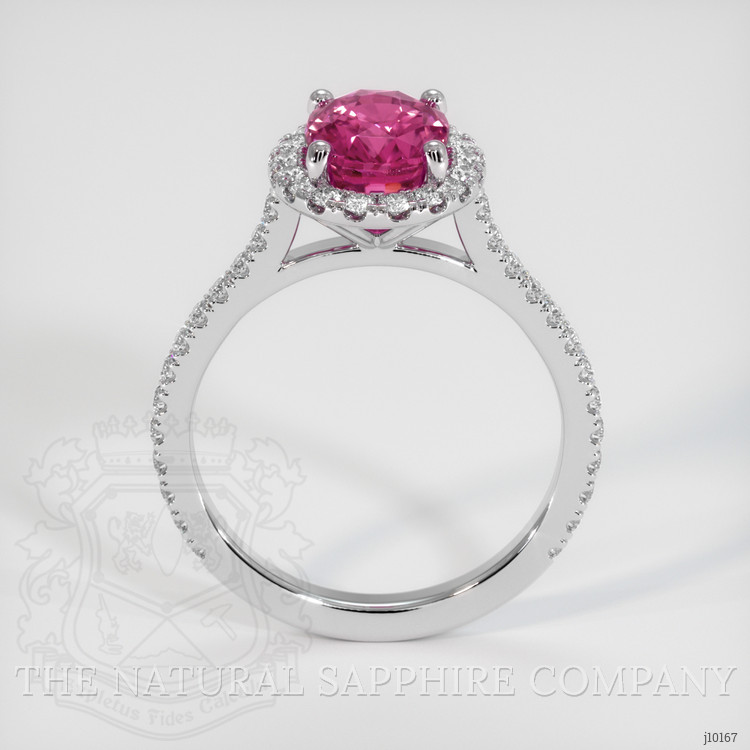 2.41 Ct. Pink Sapphire and Natural Diamond Pave Ring, 14K White Gold