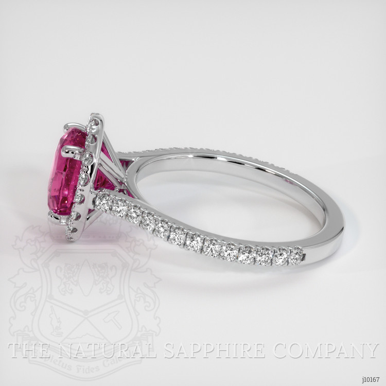 2.41 Ct. Pink Sapphire and Natural Diamond Pave Ring, 14K White Gold