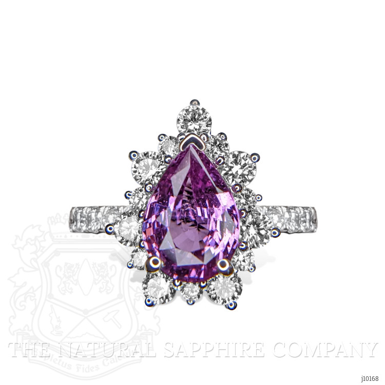 1.56 Ct. Pink Sapphire and Natural Diamond Pave Ring, 18K White Gold