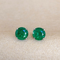 1.98 Ct.Tw. Emerald Studs Earrings, Platinum 950 Image