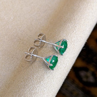 1.98 Ct.Tw. Emerald Studs Earrings, Platinum 950 Image