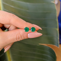 1.98 Ct.Tw. Emerald Studs Earrings, Platinum 950 Life Style