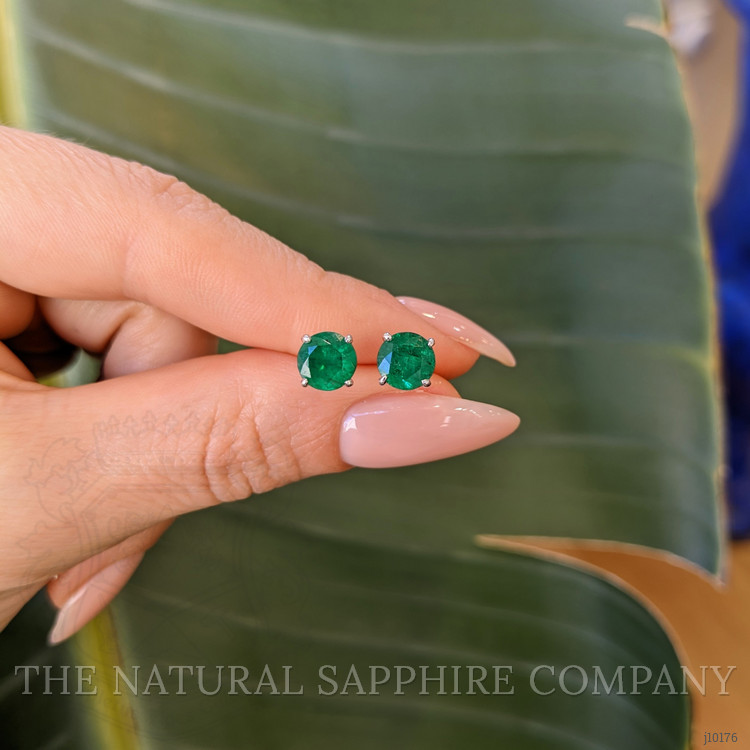 1.98 Ct.Tw. Emerald Studs Earrings, Platinum 950