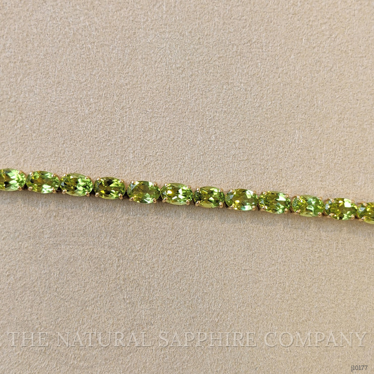 12.72 Ct.Tw. Peridot Tennis/Riviere Bracelet, 18K Yellow Gold