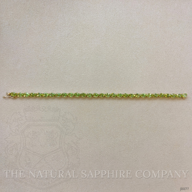 12.72 Ct.Tw. Peridot Tennis/Riviere Bracelet, 18K Yellow Gold