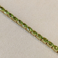 12.72 Ct.Tw. Peridot Tennis/Riviere Bracelet, 18K Yellow Gold Life Style