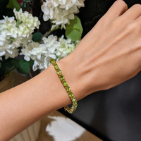 12.72&nbsp;Ct.Tw.Total Carat Weight Green (Lime Green) Peridot Tennis/Line Bracelet, 14K Yellow Gold Life Style