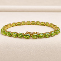 12.72&nbsp;Ct.Tw.Total Carat Weight Green (Lime Green) Peridot Tennis/Line Bracelet, 14K Yellow Gold Life Style