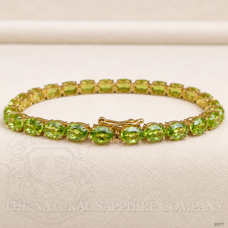 12.72 Ct.Tw. Green (Lime Green) Peridot Tennis/Line Bracelet, 14K Yellow Gold