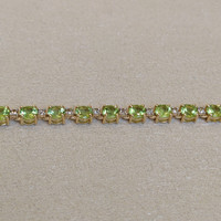 7.90 Ct.Tw. Peridot Natural Diamond Tennis/Riviere Bracelet, 14K Yellow Gold Image