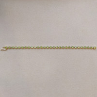 7.90 Ct.Tw. Peridot Natural Diamond Tennis/Riviere Bracelet, 14K Yellow Gold Image