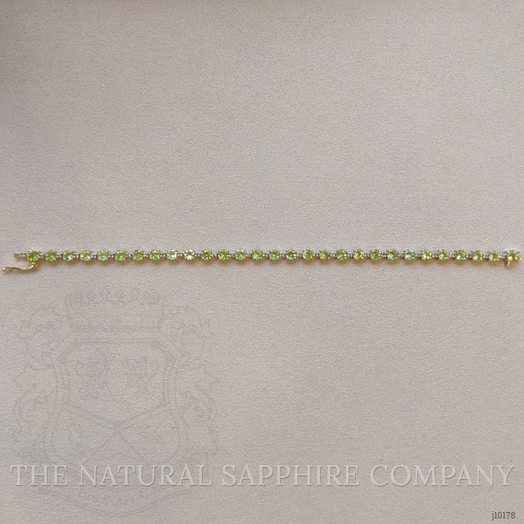 7.90 Ct.Tw. Peridot Natural Diamond Tennis/Riviere Bracelet, 14K Yellow Gold