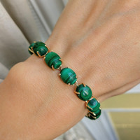 55.00 Ct.Tw. Malachite 14K Yellow Gold bracelet
