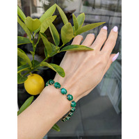55.00 Ct.Tw. Malachite Tennis/Riviere Bracelet, 14K Yellow Gold Life Style