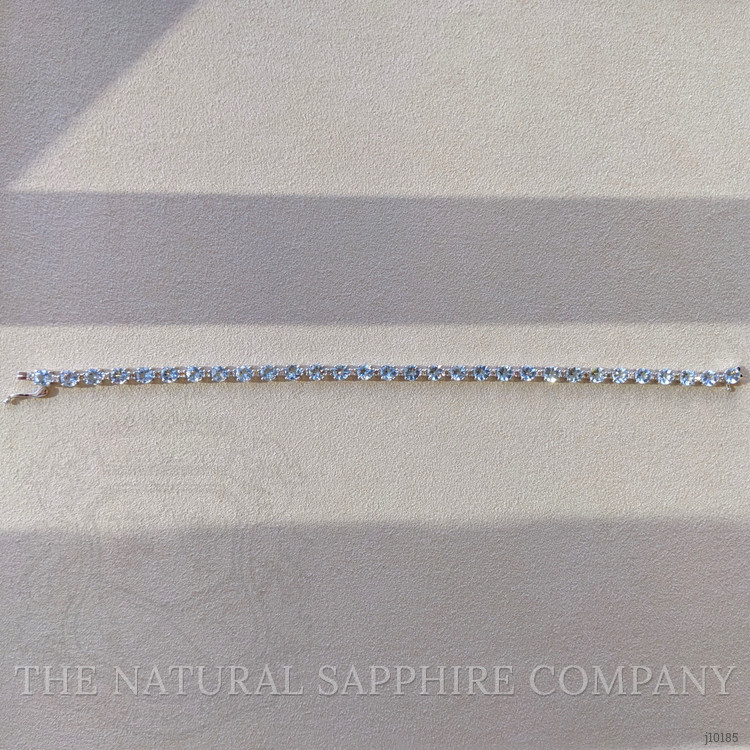 2.11 Ct.Tw. Aquamarine Natural Diamond Tennis/Line Bracelet, 14K White Gold