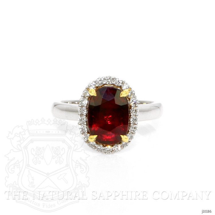 3.03 Ct. Ruby Natural Diamond Pave Ring, 18K White & Yellow