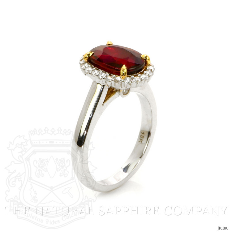 3.03 Ct. Ruby Natural Diamond Pave Ring, 18K White & Yellow