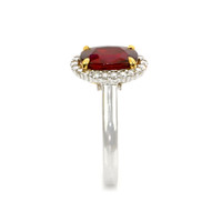 3.03 Ct. Ruby Natural Diamond Pave Ring, 18K White & Yellow Image