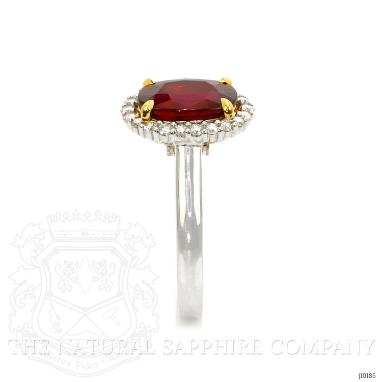 3.03 Ct. Ruby Natural Diamond Pave Ring, 18K White & Yellow