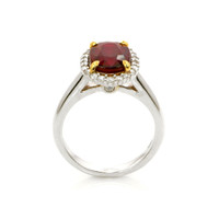 3.03 Ct. Ruby Natural Diamond Pave Ring, 18K White & Yellow Image