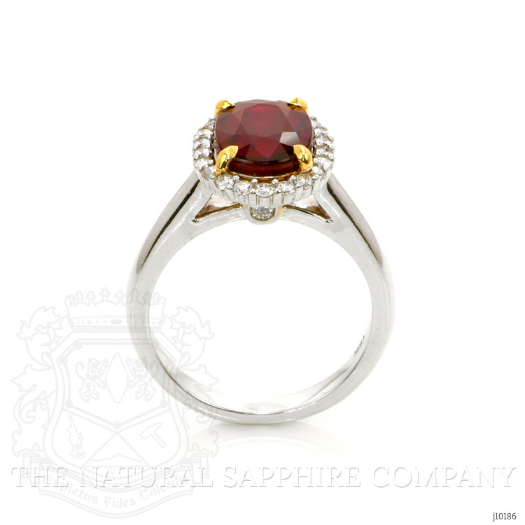 3.03 Ct. Ruby Natural Diamond Pave Ring, 18K White & Yellow