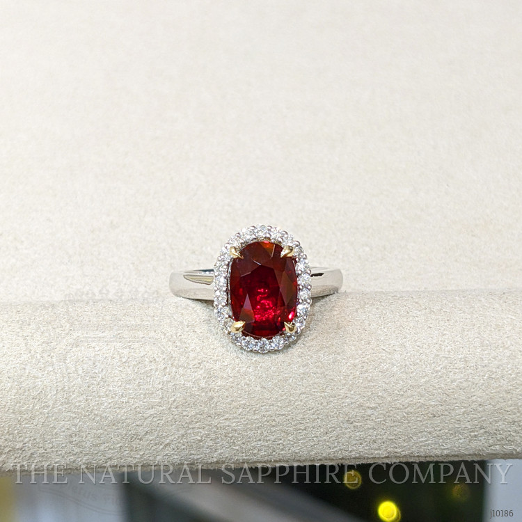 3.03 Ct. Ruby Natural Diamond Pave Ring, 18K White & Yellow
