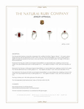 1.22 Ct. Ruby and Natural Diamond Pave Ring, 18K White & Yellow Appraisal