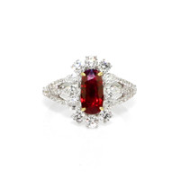 1.22 Ct. Ruby Natural Diamond Pave Ring, 18K White & Yellow Video