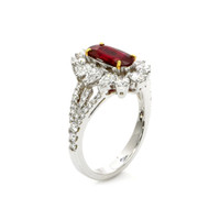 1.22 Ct. Ruby Natural Diamond Pave Ring, 18K White & Yellow Image