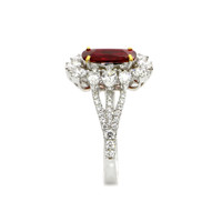 1.22 Ct. Ruby Natural Diamond Pave Ring, 18K White & Yellow Image