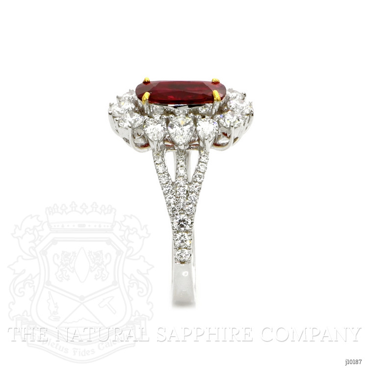 1.22 Ct. Ruby Natural Diamond Pave Ring, 18K White & Yellow