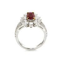 1.22 Ct. Ruby Natural Diamond Pave Ring, 18K White & Yellow Image