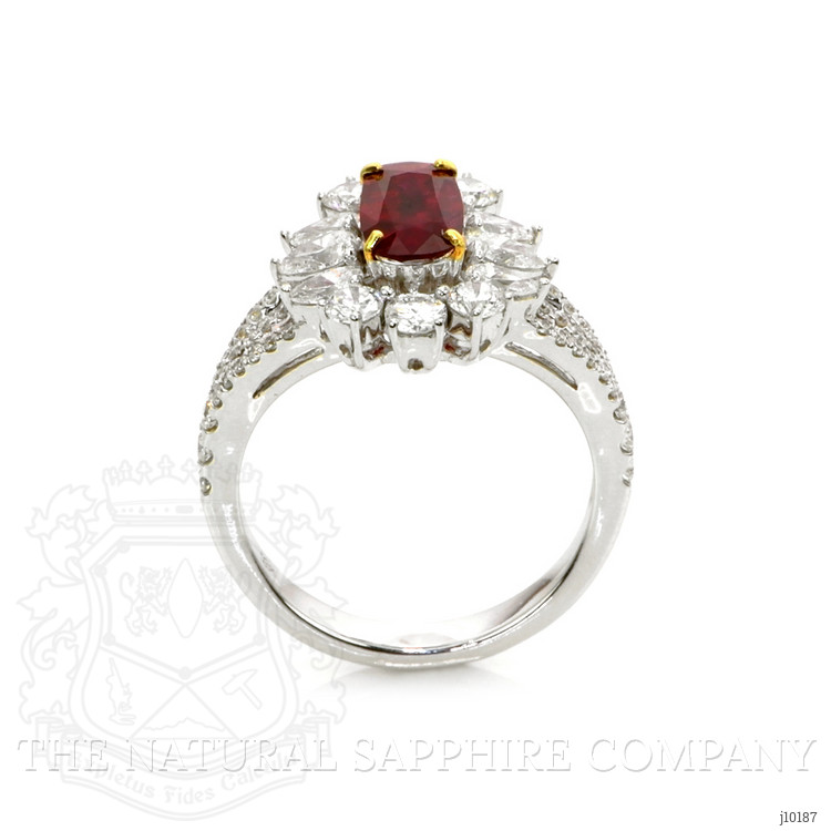 1.22 Ct. Ruby Natural Diamond Pave Ring, 18K White & Yellow