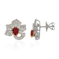 2.23 Ct.Tw. Ruby Natural Diamond Pave Earrings, 18K White & Yellow Image