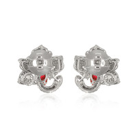 2.23 Ct.Tw. Ruby Natural Diamond Pave Earrings, 18K White & Yellow Image