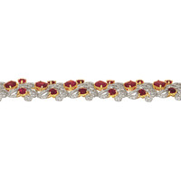 17.54 Ct.Tw. Ruby Natural Diamond Pave Bracelet, 18K White & Yellow Image