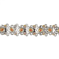 17.54 Ct.Tw. Ruby Natural Diamond Pave Bracelet, 18K White & Yellow Image