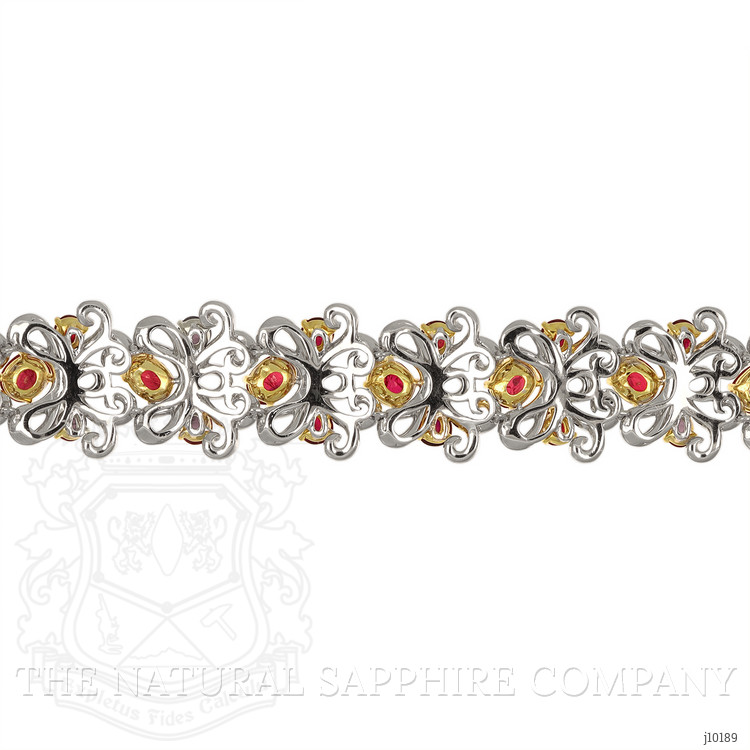 17.54 Ct.Tw. Ruby Natural Diamond Pave Bracelet, 18K White & Yellow