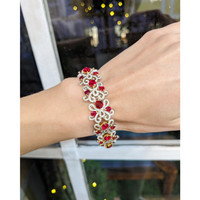 17.54 Ct.Tw. Ruby Natural Diamond Pave Bracelet, 18K White & Yellow Life Style