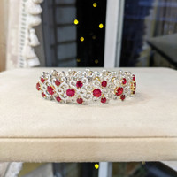 17.54 Ct.Tw. Ruby Natural Diamond Pave Bracelet, 18K White & Yellow Life Style