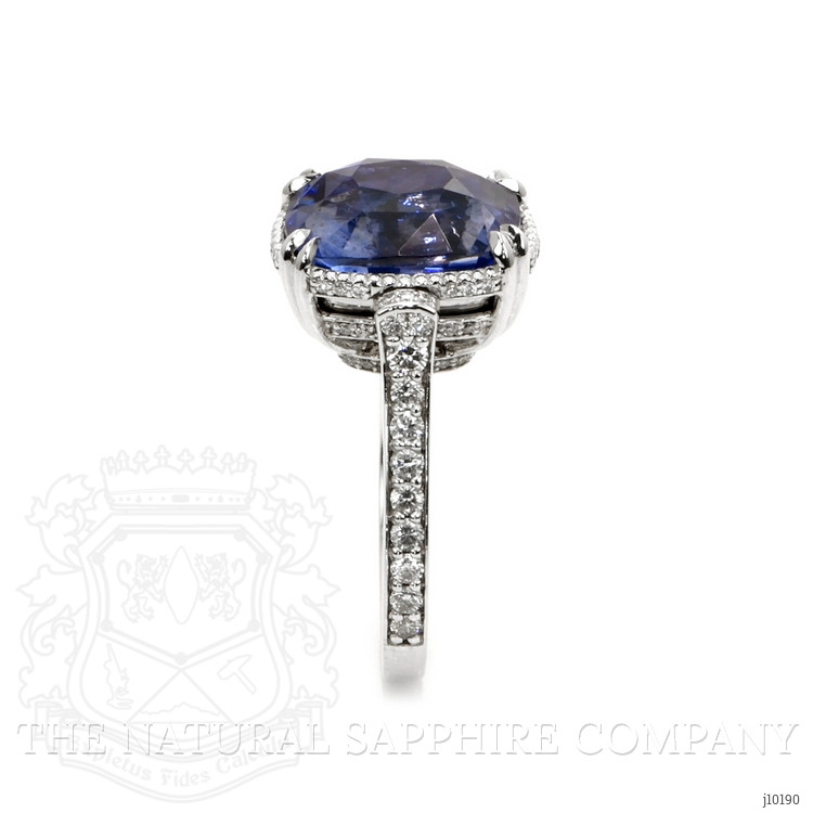 8.38 Ct. Blue Sapphire and Natural Diamond Pave Ring, 18K White Gold