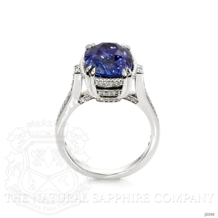 8.38 Ct. Blue Sapphire and Natural Diamond Pave Ring, 18K White Gold