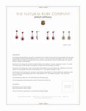 4.00 Ct.Tw. Ruby Natural Diamond Studs Earrings, 18K White & Yellow Appraisal