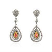 4.00 Ct.Tw. Ruby Natural Diamond Studs Earrings, 18K White & Yellow Image