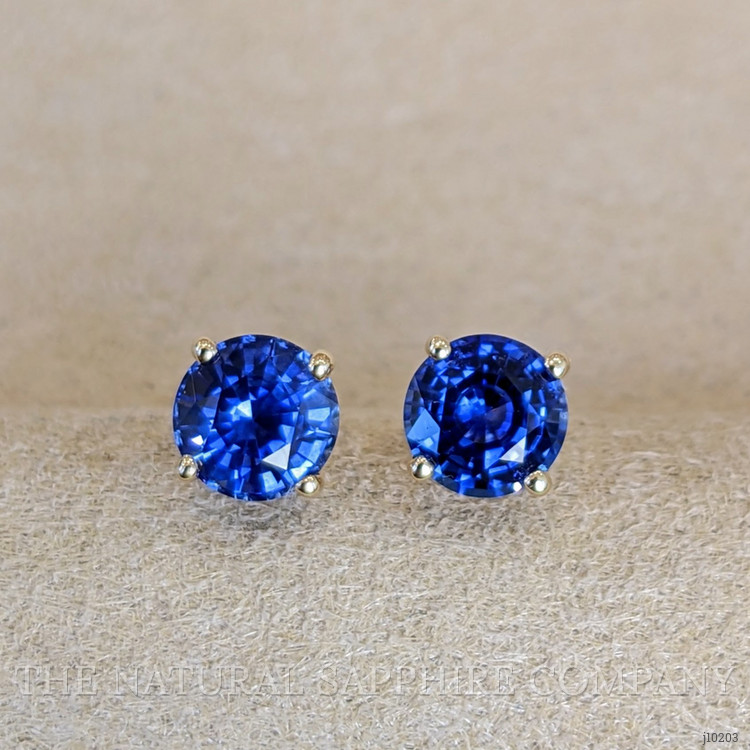 1.58 Ct.Tw. Blue Sapphire Studs Earrings, 14K Yellow Gold