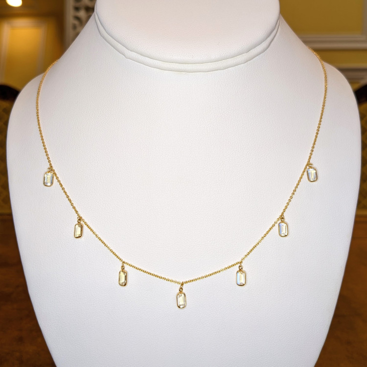 2.11 Ct. Moonstone Accent Stones Necklace, 18K Yellow Gold