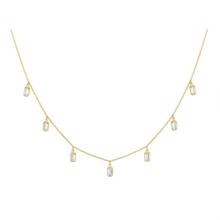 2.11 Ct. Rainbow Moonstone Accent Stones Necklace, 18K Yellow Gold