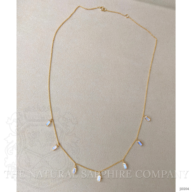 2.11 Ct. Moonstone Accent Stones Necklace, 18K Yellow Gold